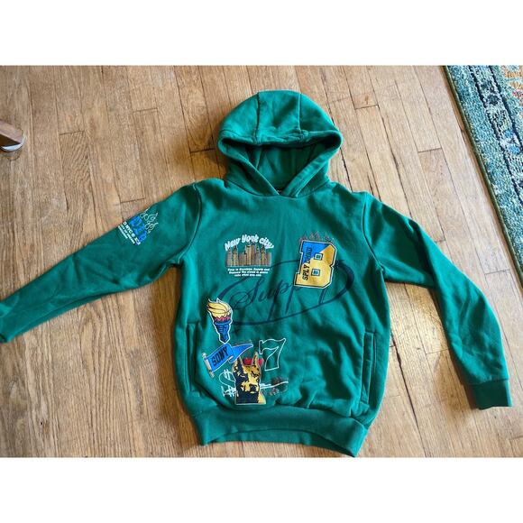 Supply and Demand Hoodie Sweatshirt Green Multicolor Graphics Youth Large - Picture 1 of 5